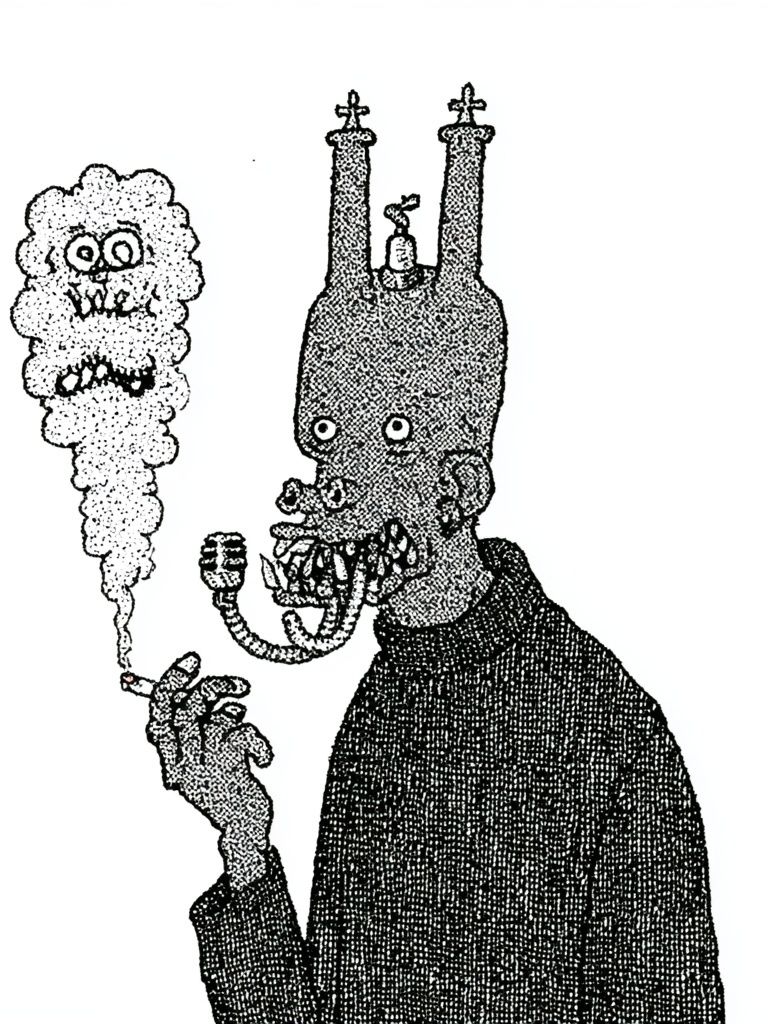 Surreal Smoking Figure Print. poster detail