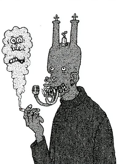 Surreal Smoking Figure Print.