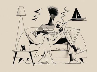 Reading at Home Illustration Poster. poster