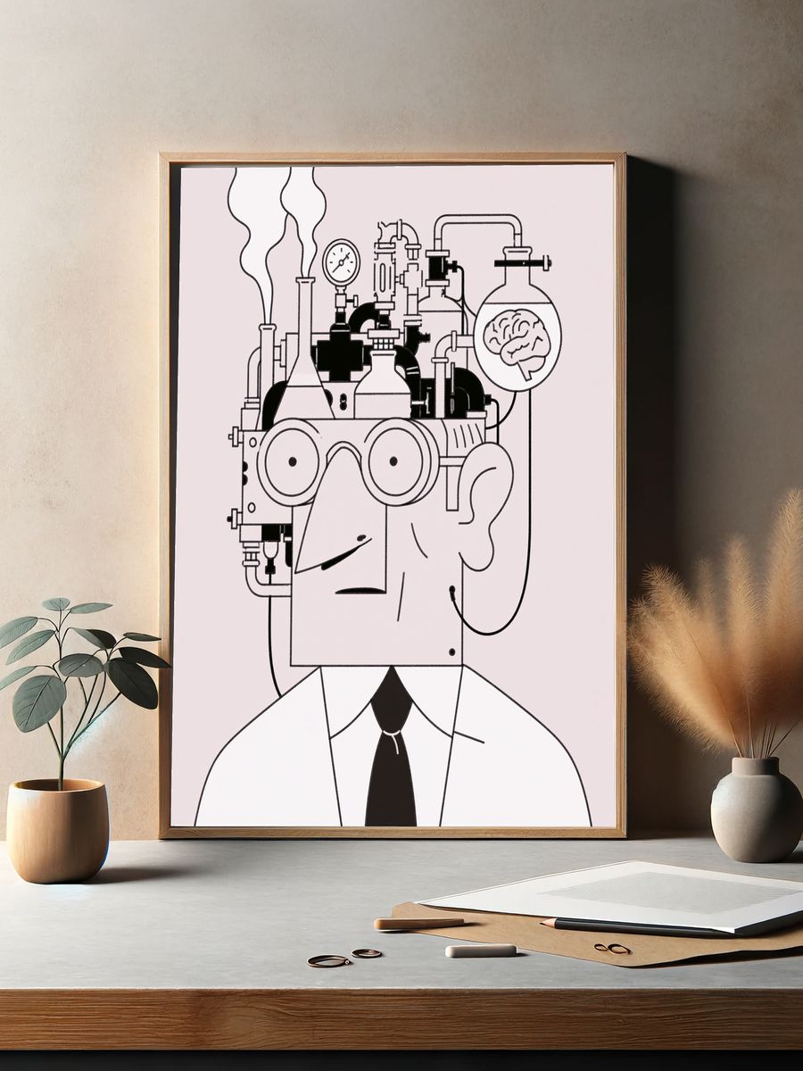 Surreal Scientist Portrait Poster. — room view 2