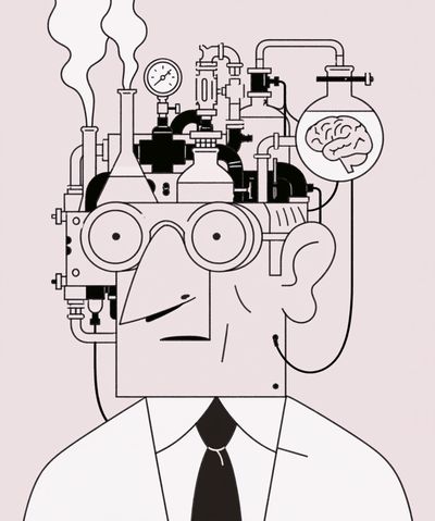 Surreal Scientist Portrait Poster. poster