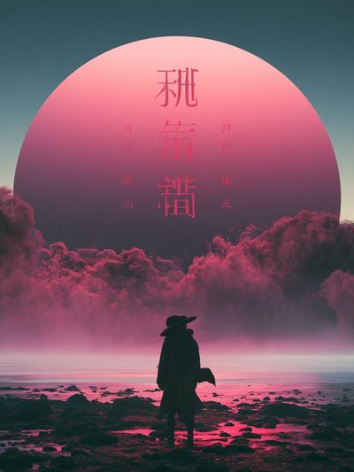 Pink Moon Silhouette Print.