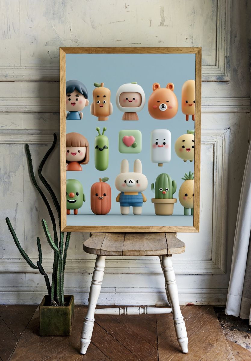 Cute Character Illustration Poster. room preview