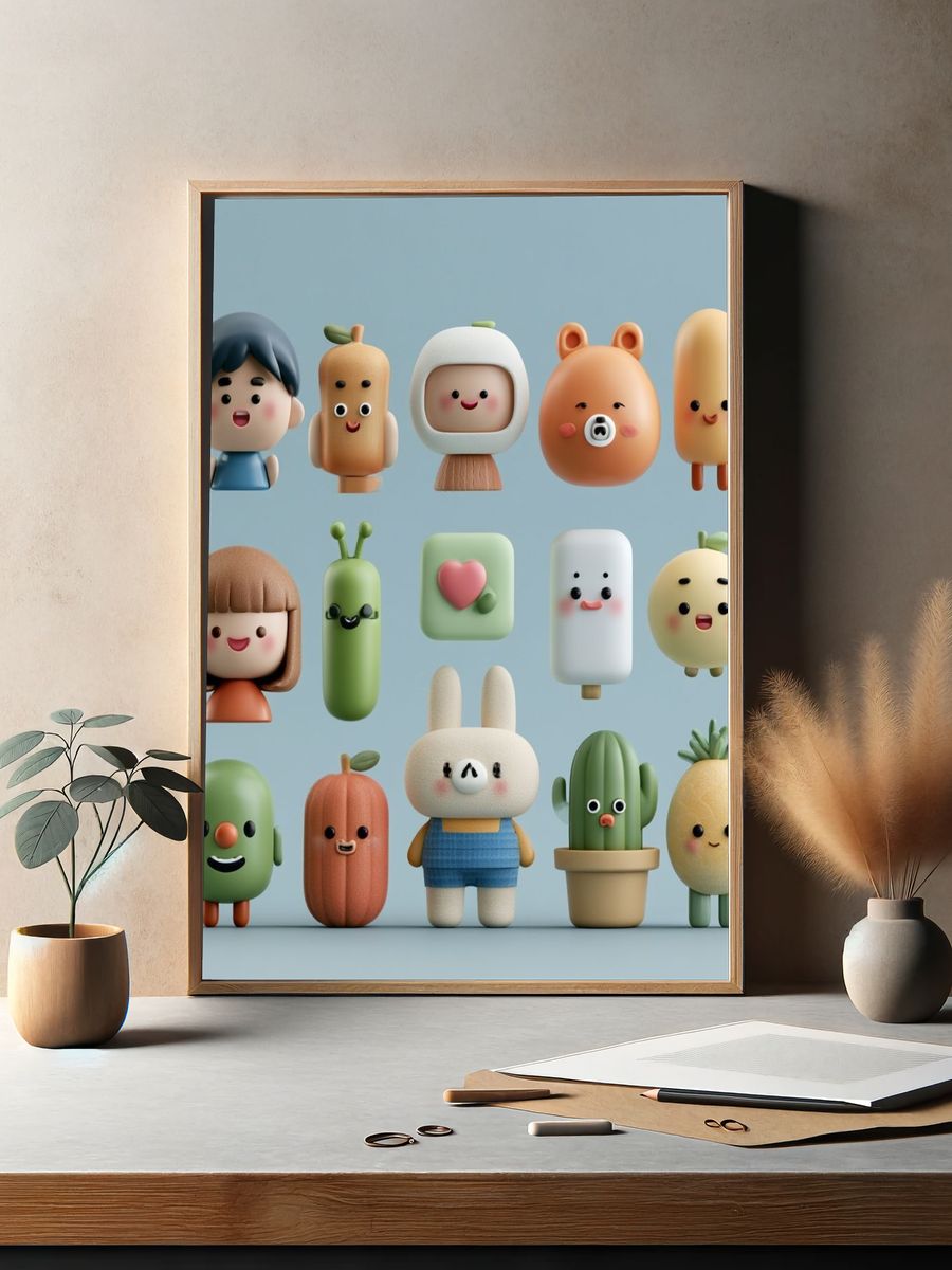 Cute Character Illustration Poster. — room view 2