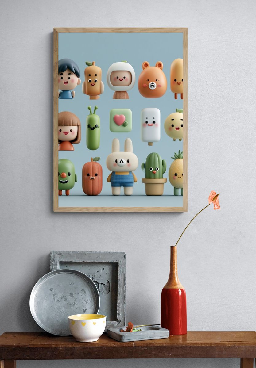 Cute Character Illustration Poster. — room view 3