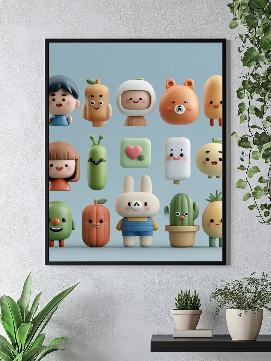 Cute Character Illustration Poster. — room view 4