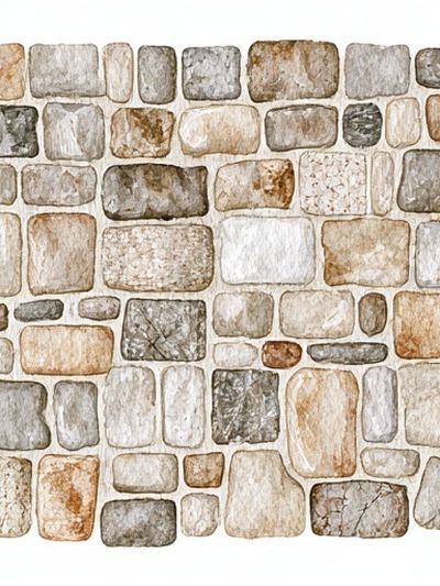 Stone Wall Watercolor Print. poster