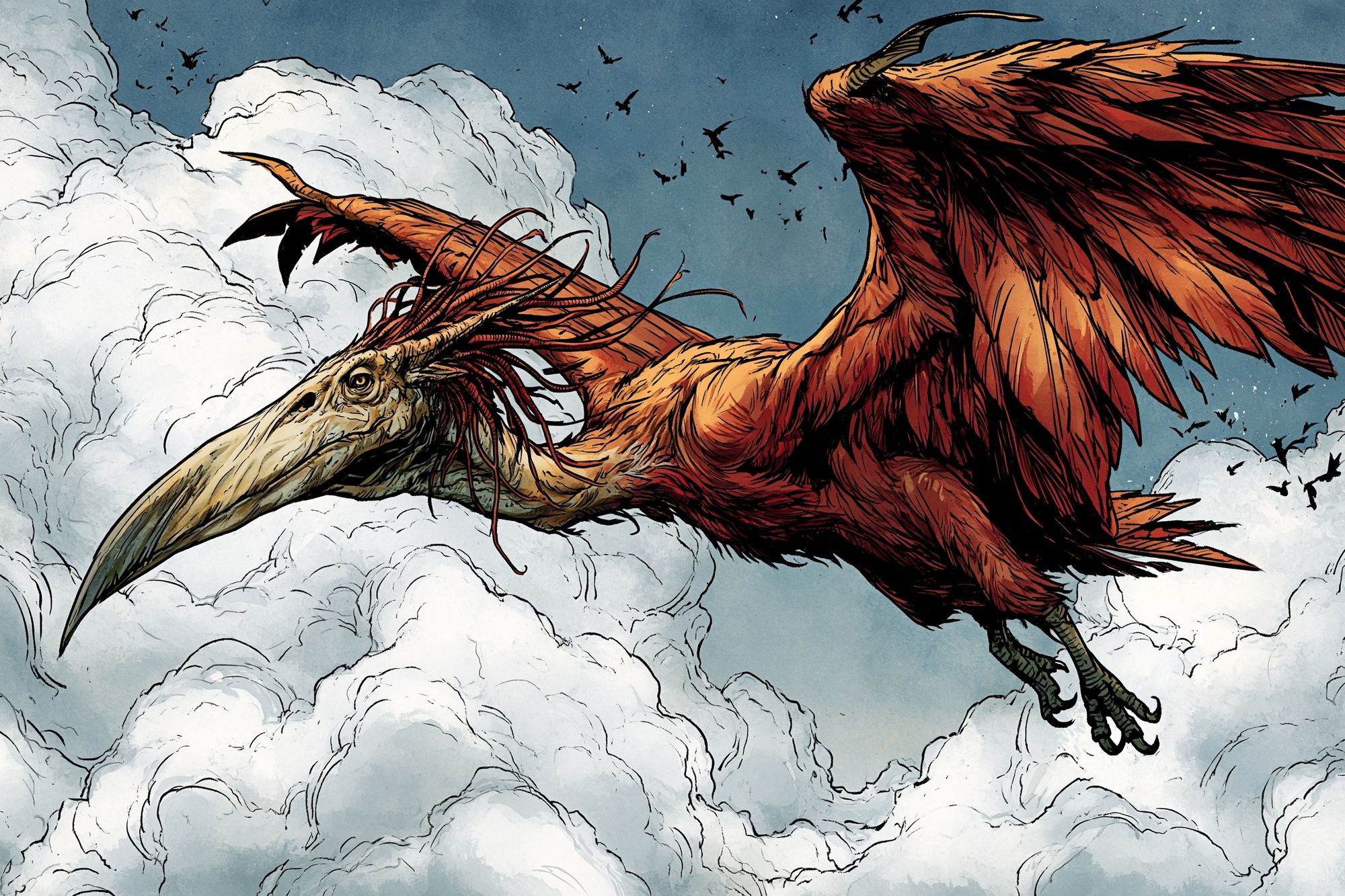 Skyborne Pterosaur Illustration Poster. poster — illustration art