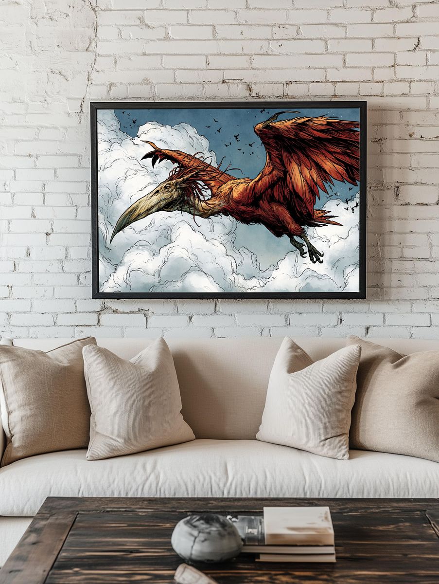 Skyborne Pterosaur Illustration Poster. room preview