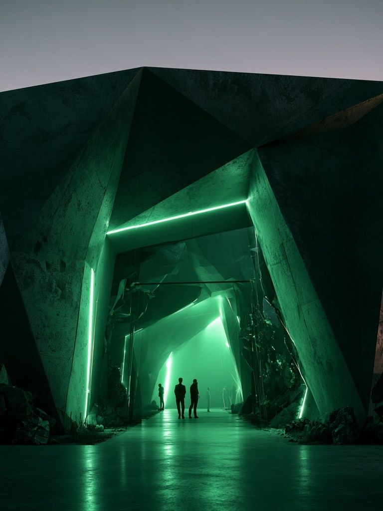 Neon Green Futuristic Tunnel Poster. poster — illustration art