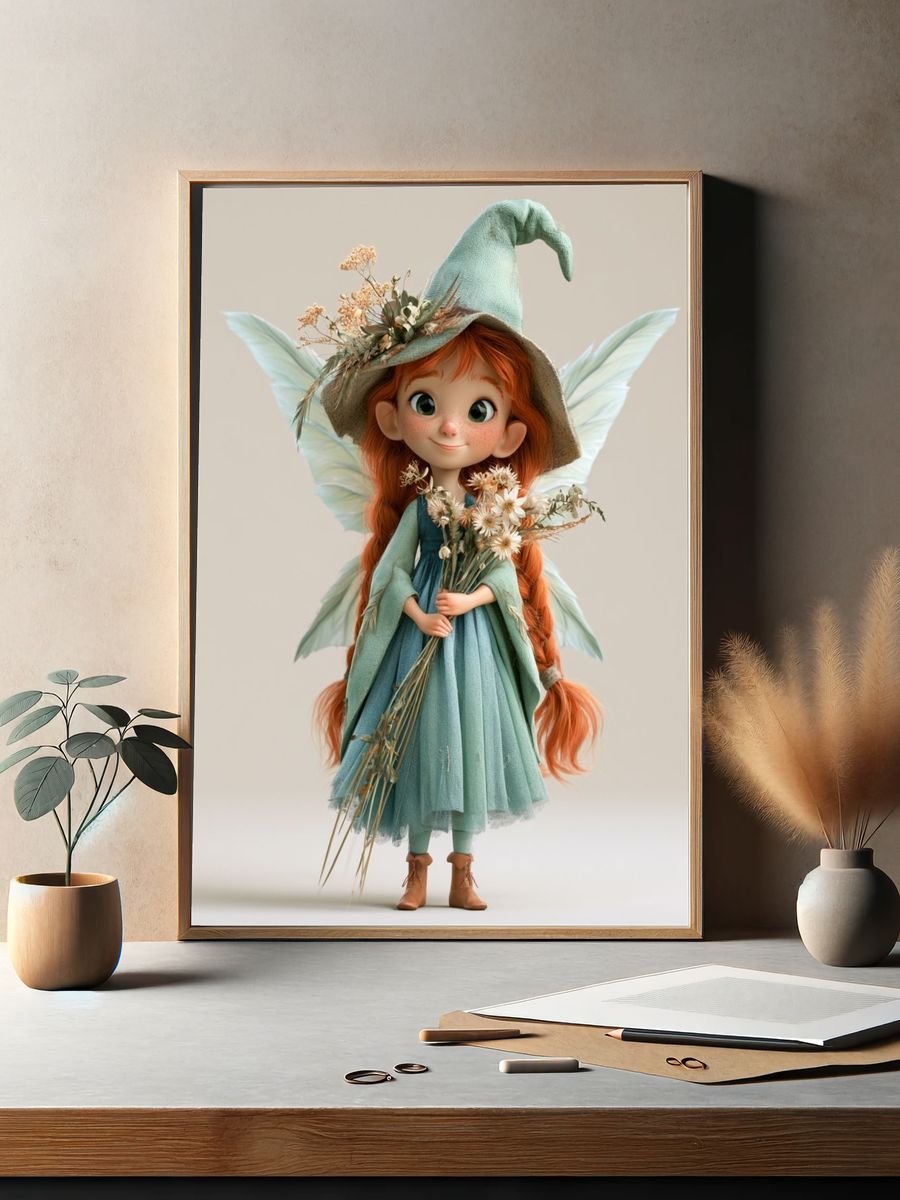 Whimsical Fairy Girl Illustration Poster. — room view 2