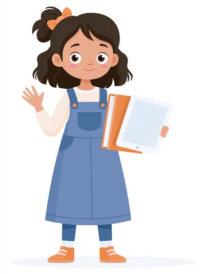 Girl with Tablet Illustration Poster. poster