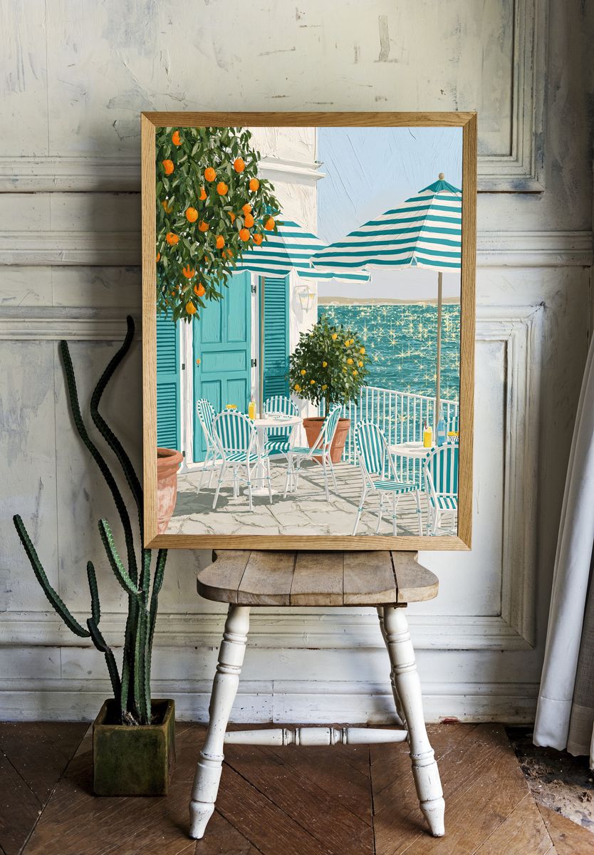 Seaside Terrace with Citrus Poster. — room view 1