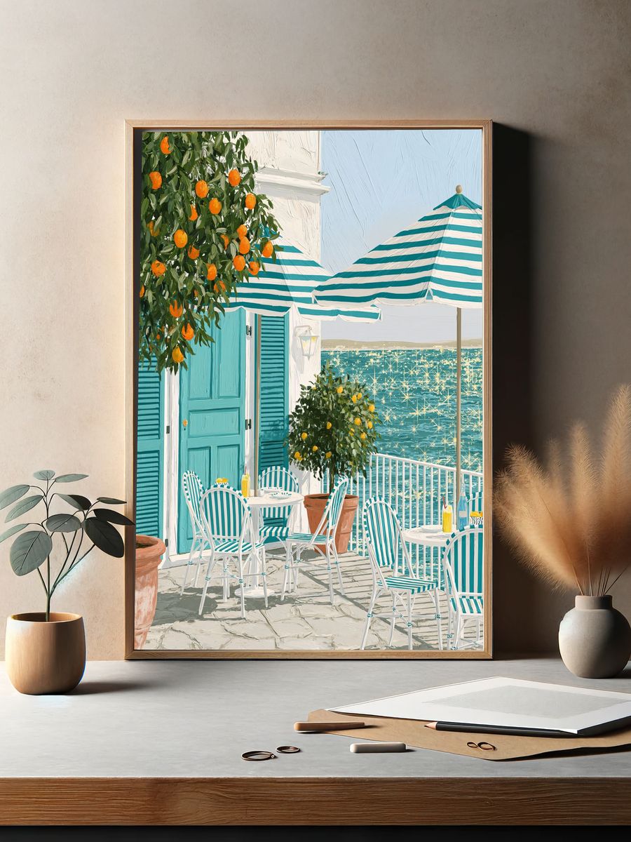 Seaside Terrace with Citrus Poster. — room view 2
