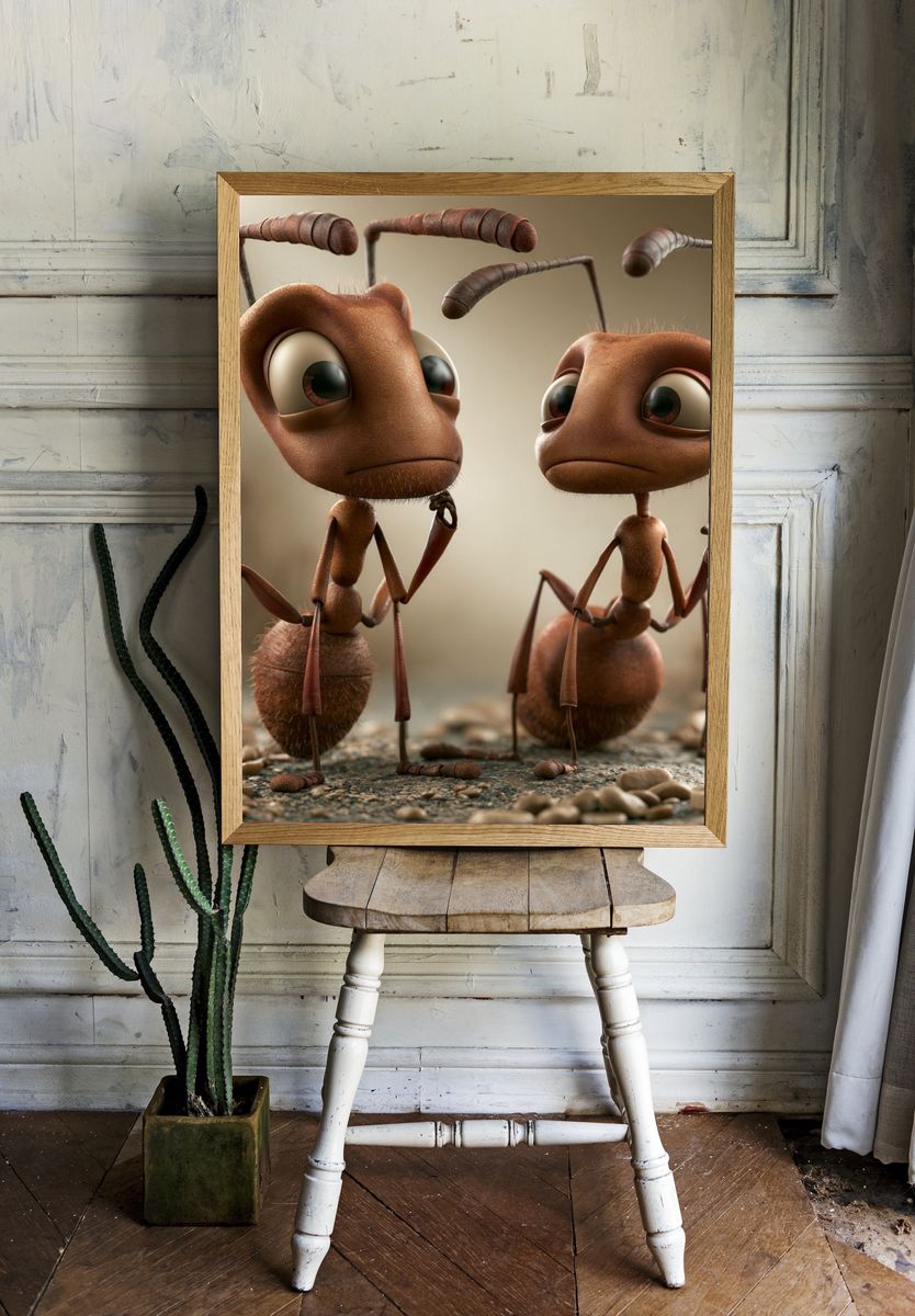 Cute Ant Duo Illustration Poster. — room view 1