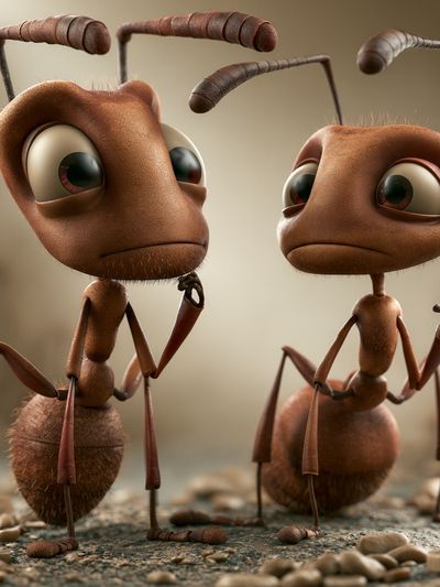 Cute Ant Duo Illustration Poster. poster