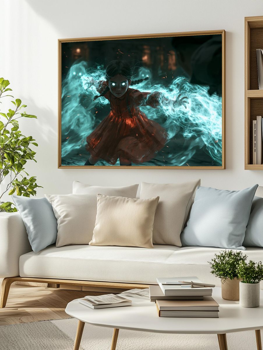 Ghostly Girl Magic Illustration Poster. — room view 2