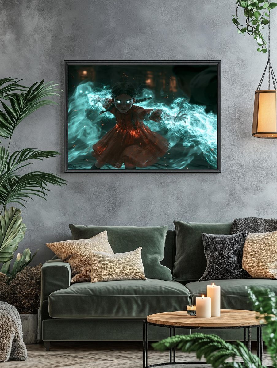Ghostly Girl Magic Illustration Poster. — room view 4