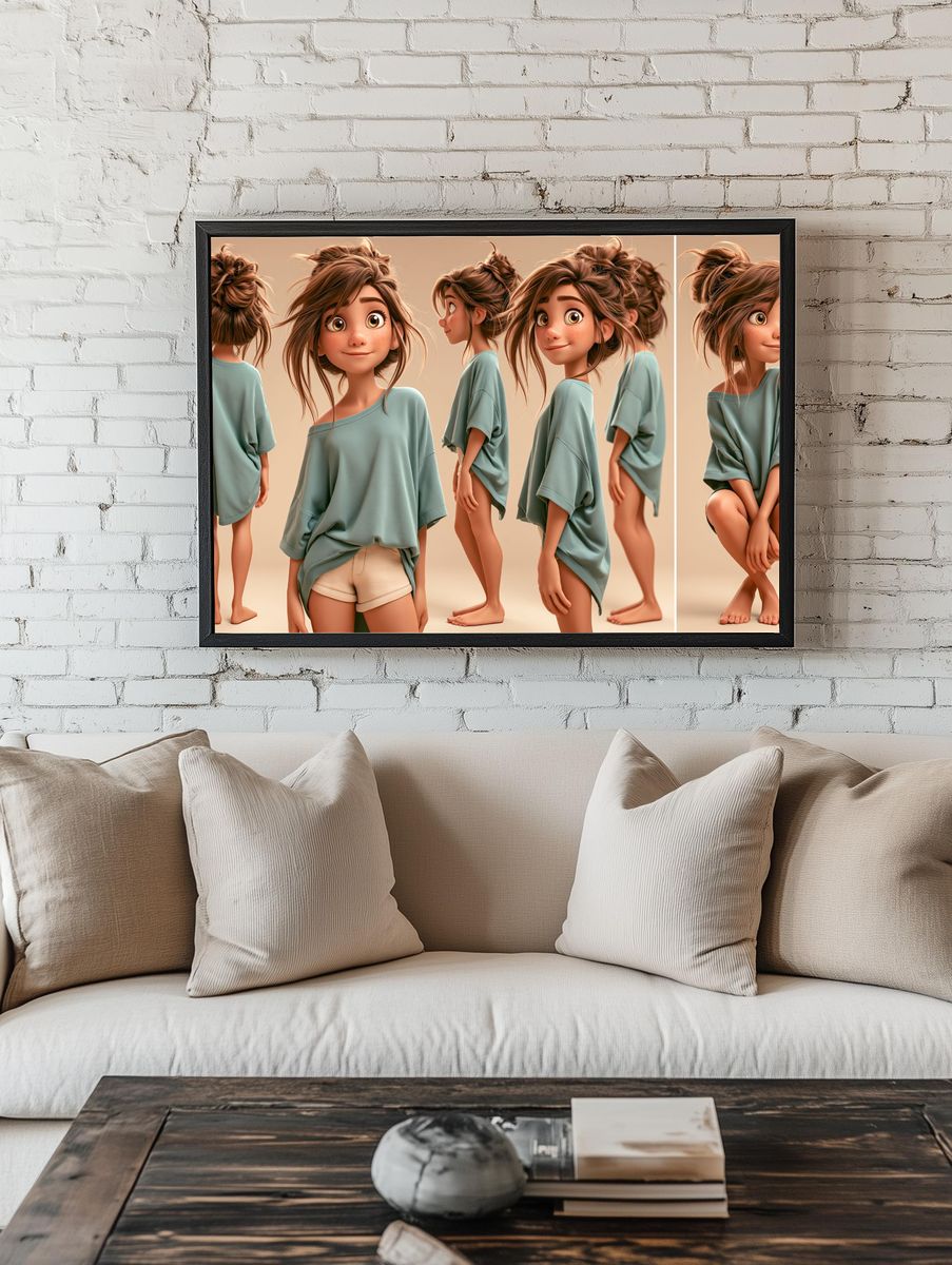 Whimsical Girl Character Illustration Poster. room preview