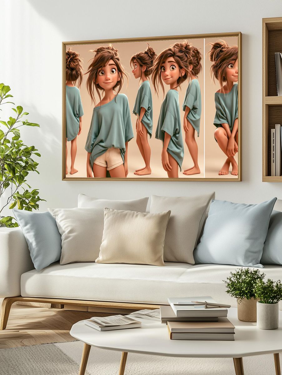 Whimsical Girl Character Illustration Poster. — room view 2