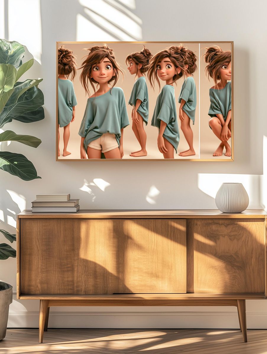 Whimsical Girl Character Illustration Poster. — room view 3