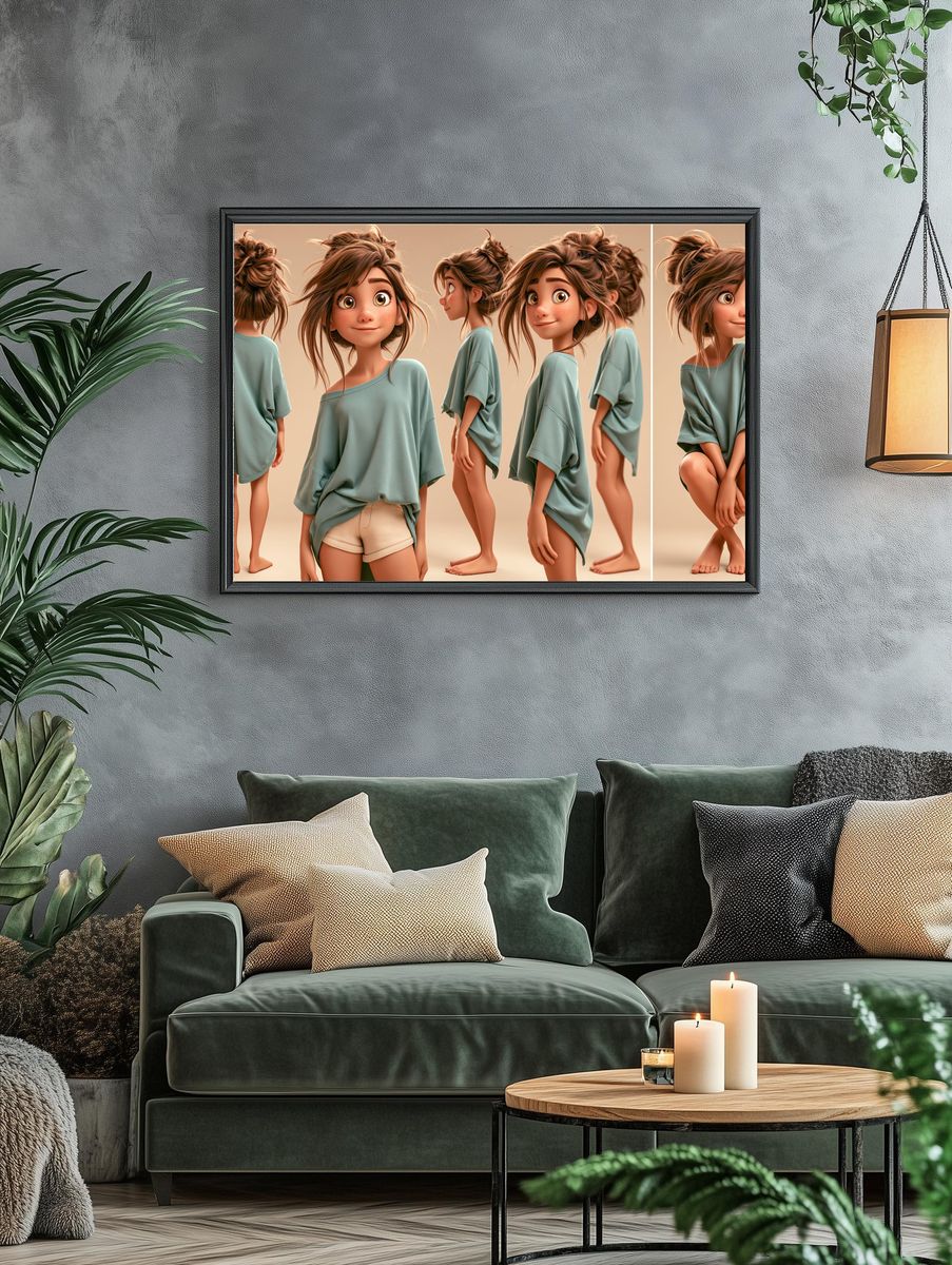 Whimsical Girl Character Illustration Poster. — room view 4