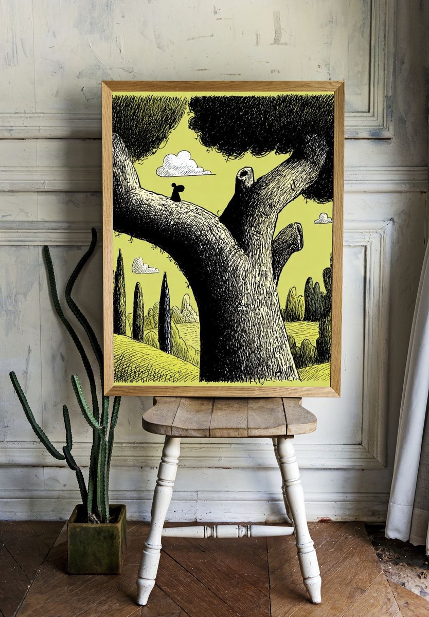 Surreal Tree Landscape Illustration Poster room preview