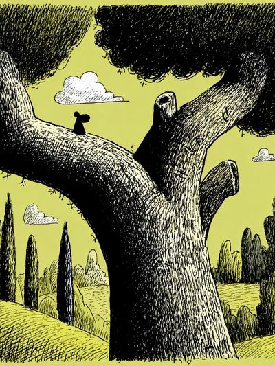 Surreal Tree Landscape Illustration Poster. poster