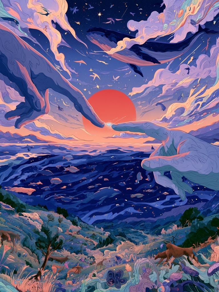 Surreal Sunset Seascape Print. poster detail