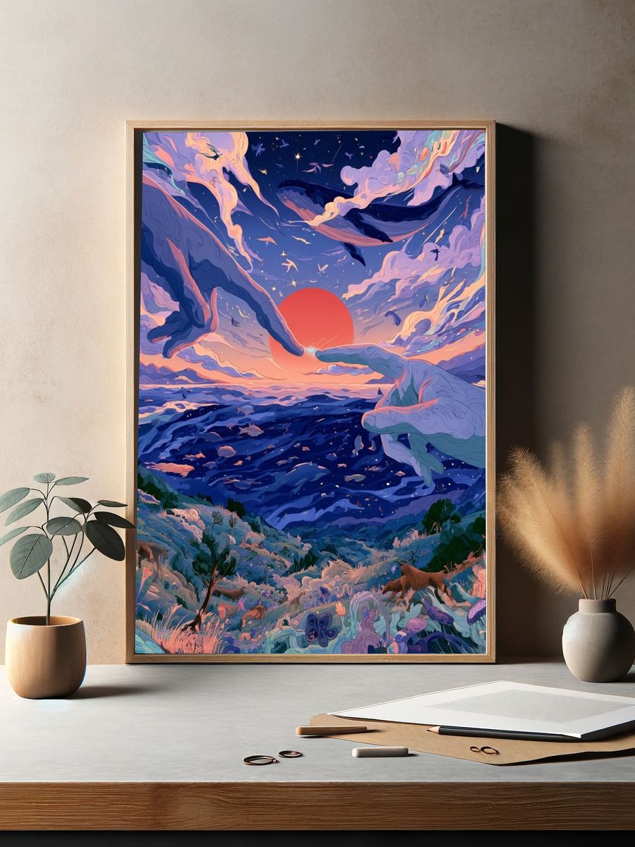 Surreal Sunset Seascape Print. — room view 2
