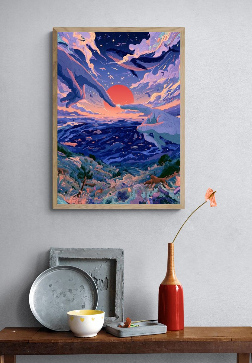 Surreal Sunset Seascape Print. — room view 3