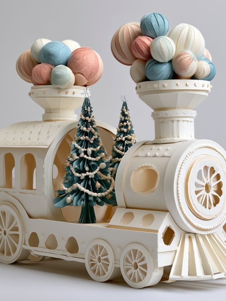 Whimsical Paper Train Illustration Poster. poster detail
