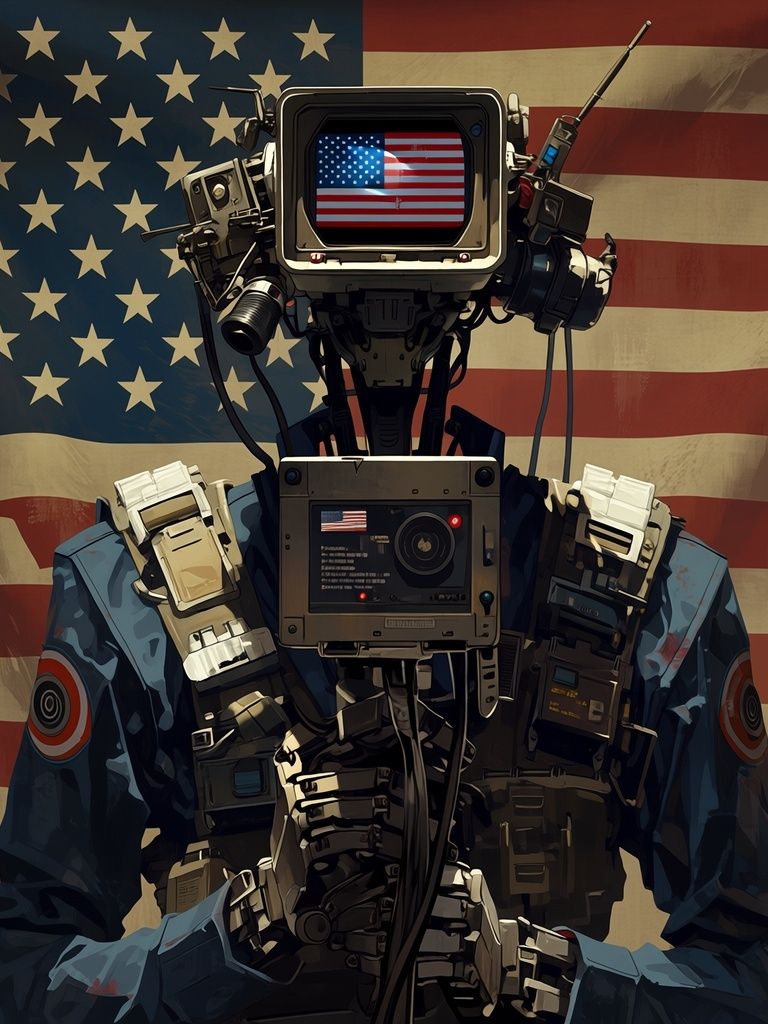 American Robot Soldier Illustration Poster. poster detail
