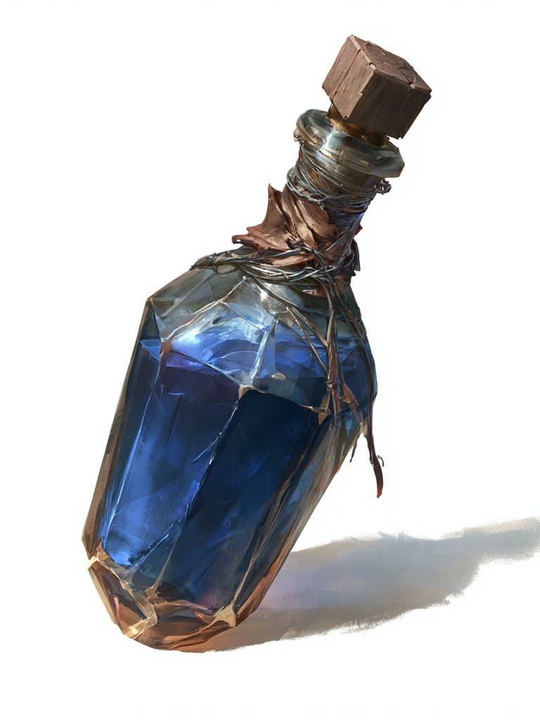 Blue Glass Bottle Illustration Poster. poster detail