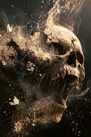 Exploding Skull Dark Illustration Poster. poster — illustration art