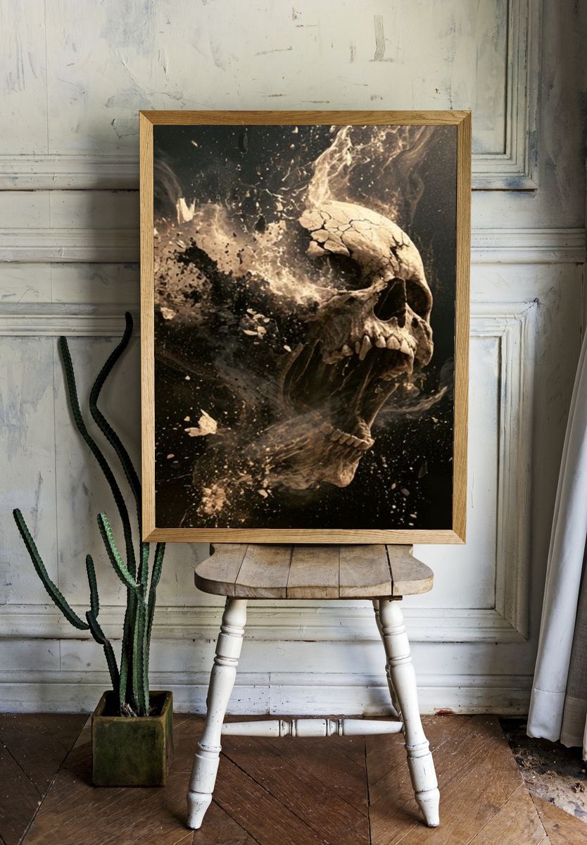 Exploding Skull Dark Illustration Poster. room preview
