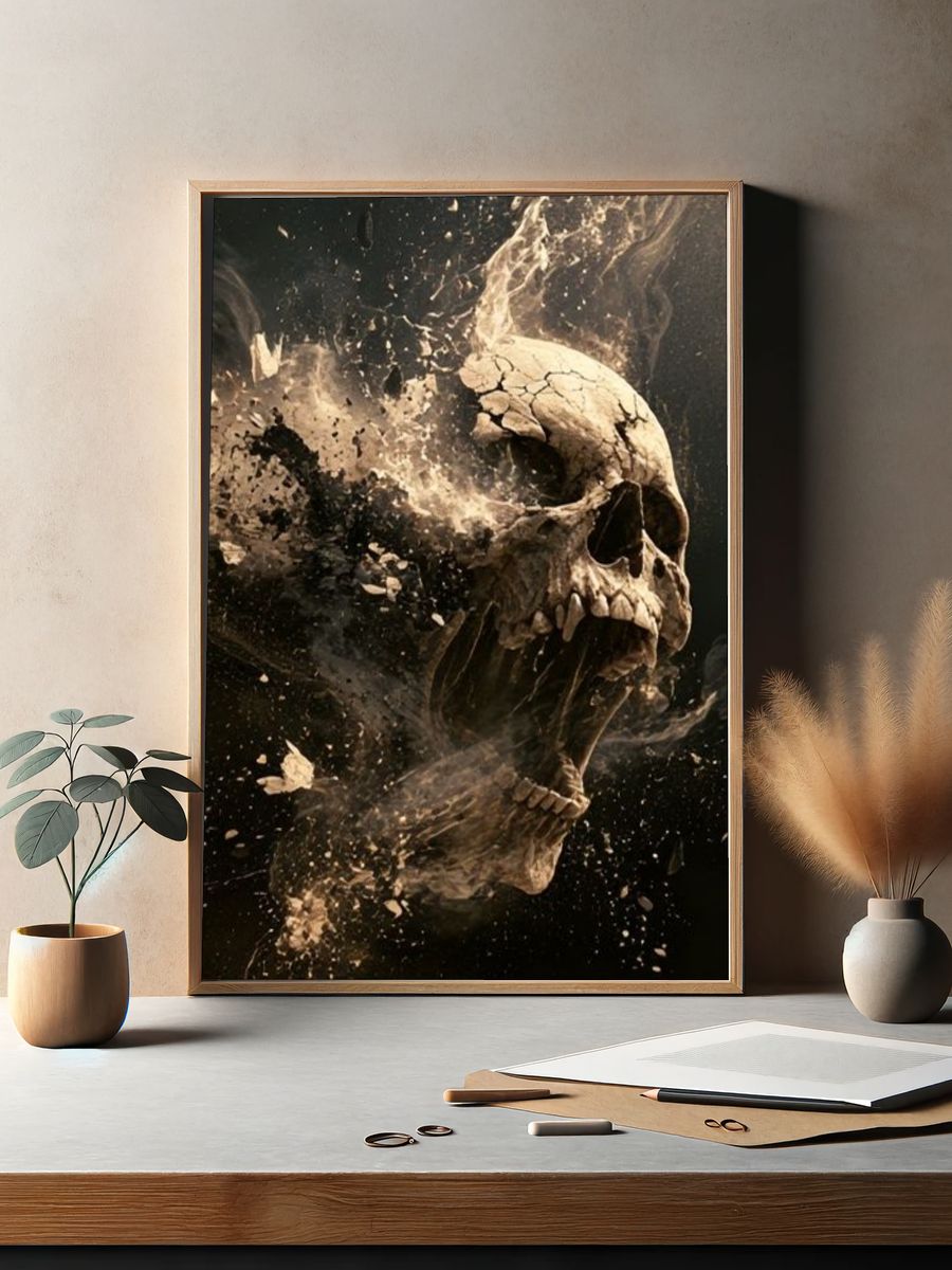 Exploding Skull Dark Illustration Poster. — room view 2