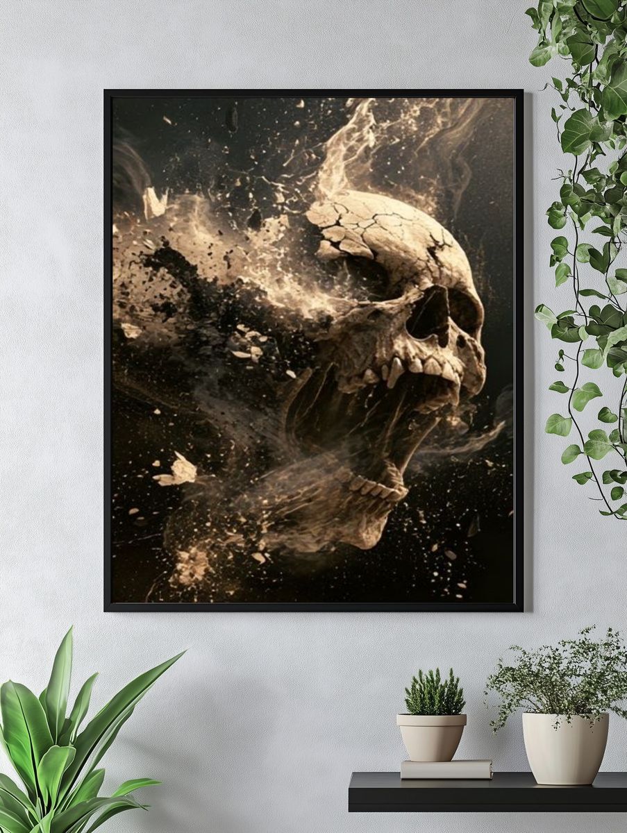 Exploding Skull Dark Illustration Poster. — room view 4