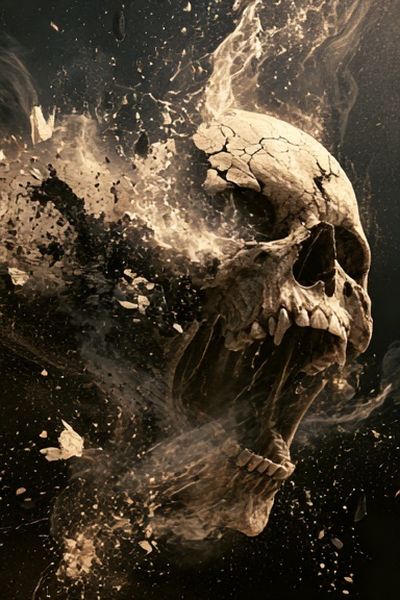 Exploding Skull Dark Illustration Poster.