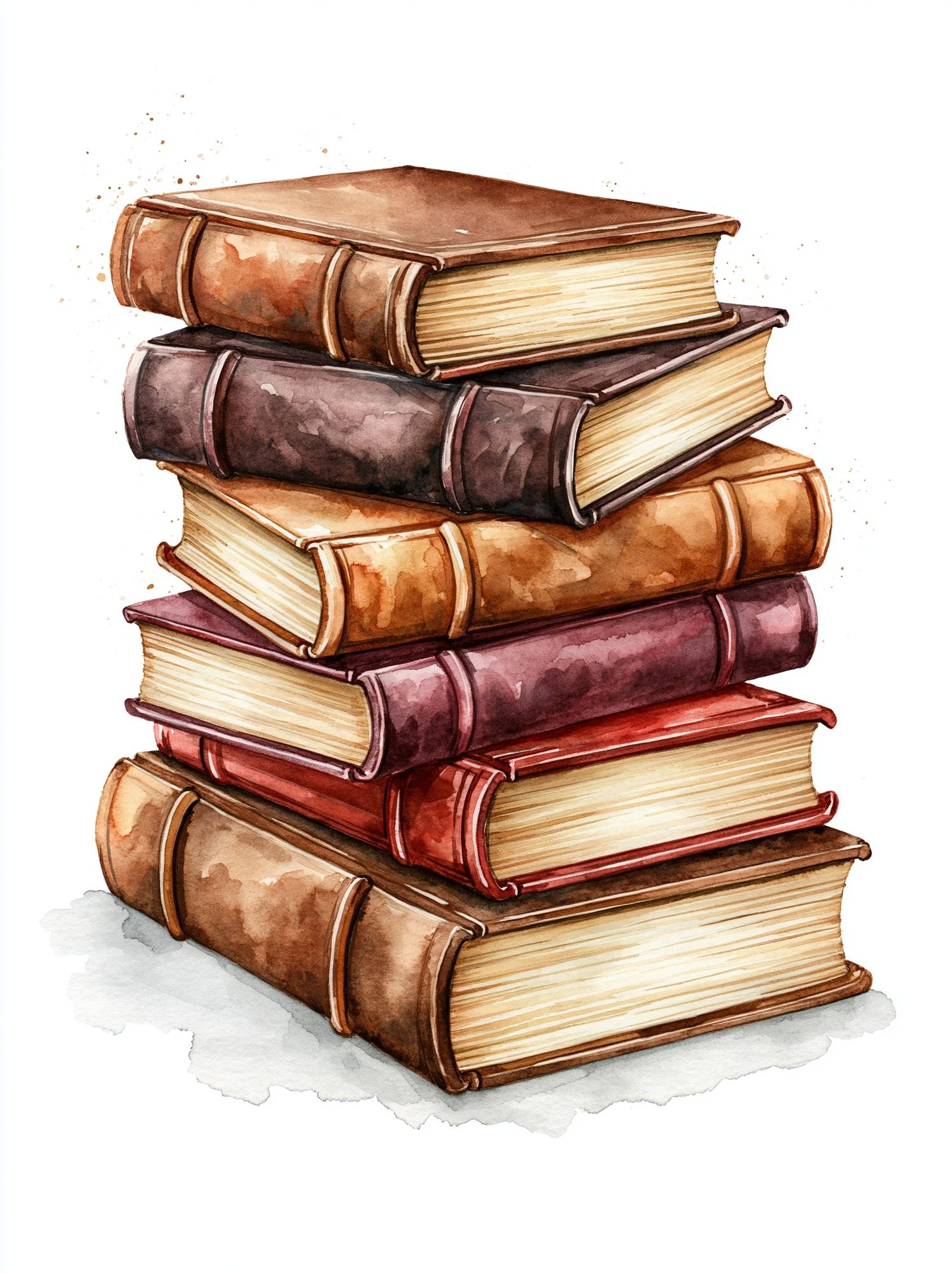 Stacked Books Watercolor Poster. poster — illustration art
