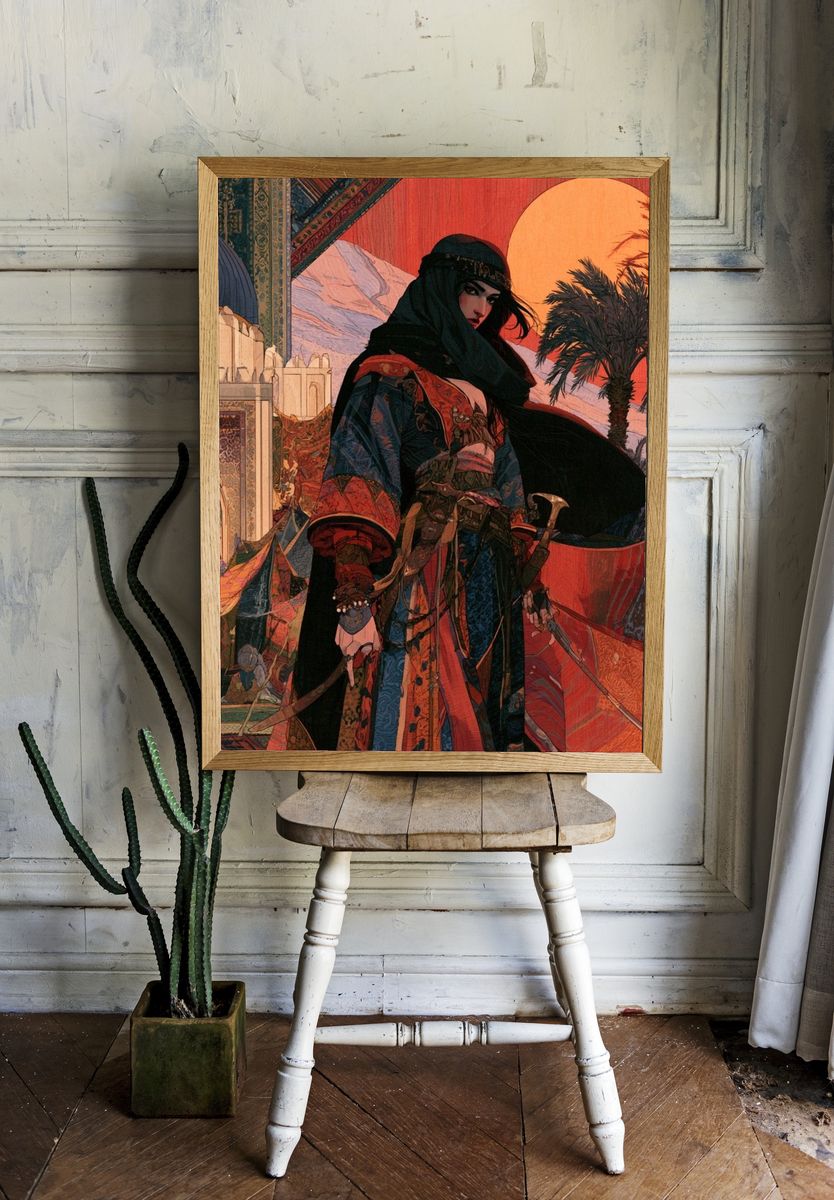 Desert Warrior Illustration Poster. — room view 1