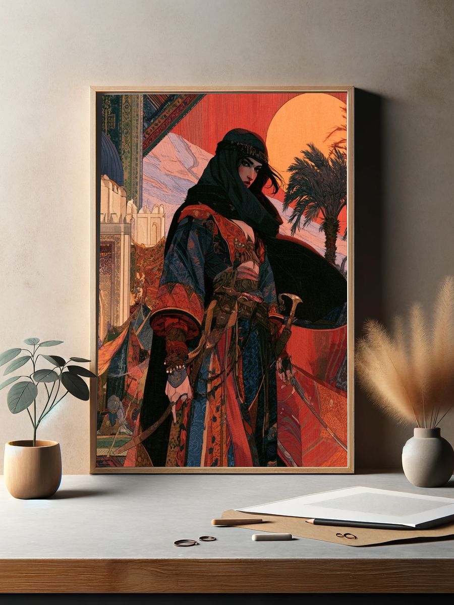 Desert Warrior Illustration Poster. — room view 2