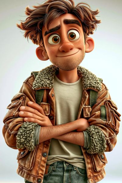 Animated Boy Portrait Print. poster