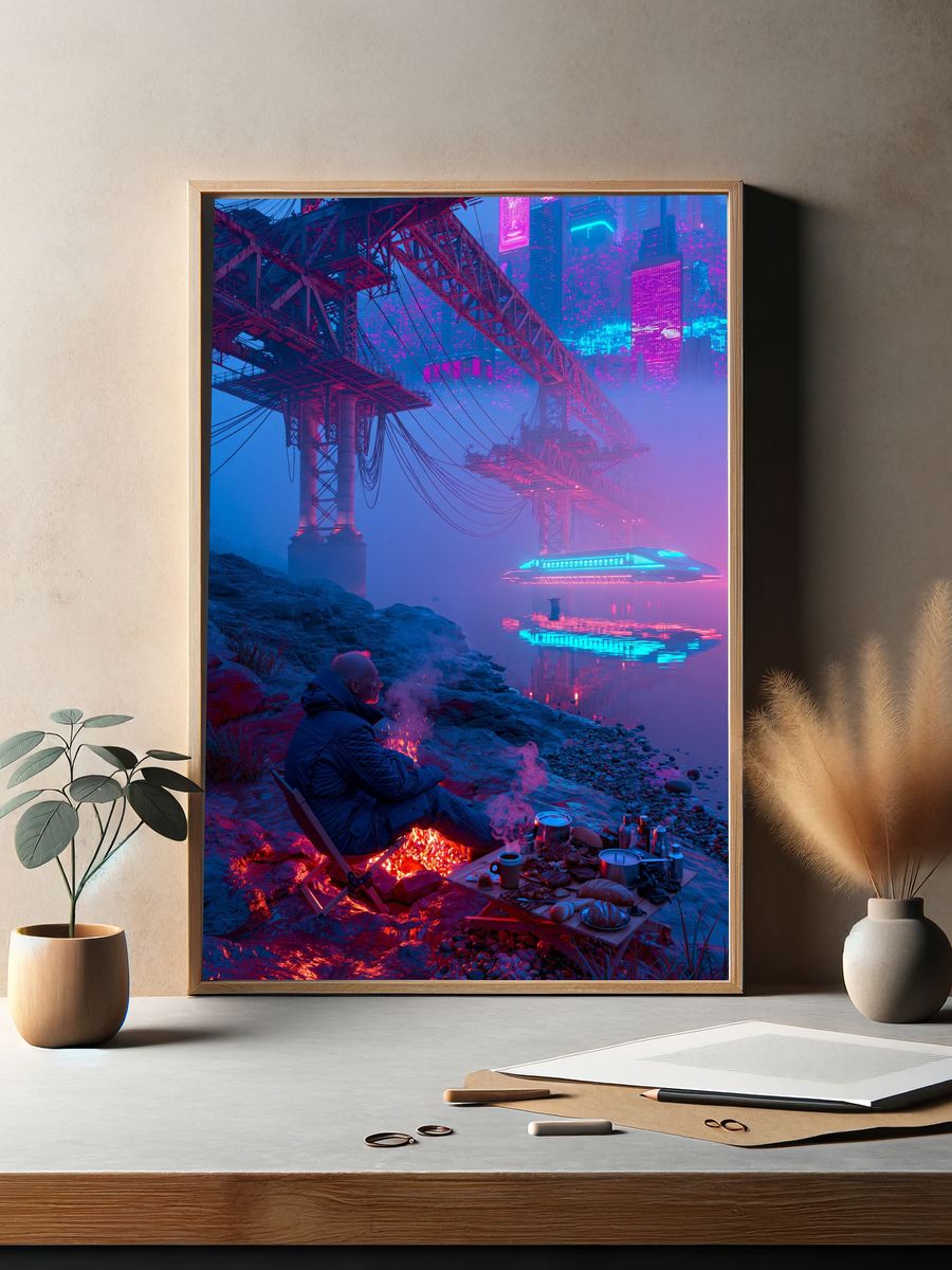 Surreal Clockwork Explosion Print. — room view 2