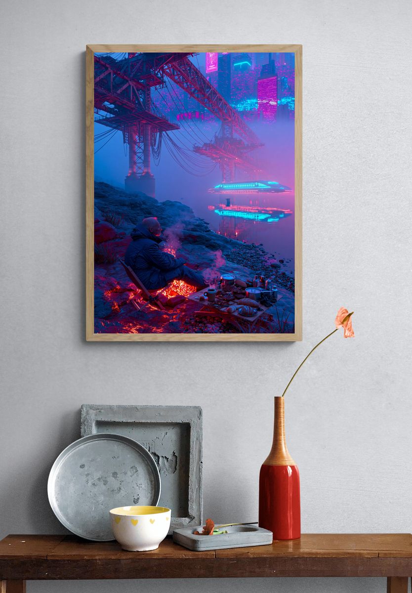 Surreal Clockwork Explosion Print. — room view 3