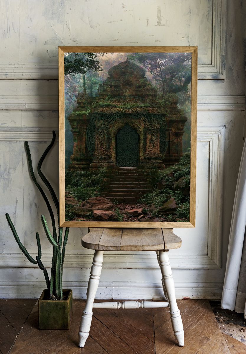 Mystic Jungle Temple Print. — room view 1