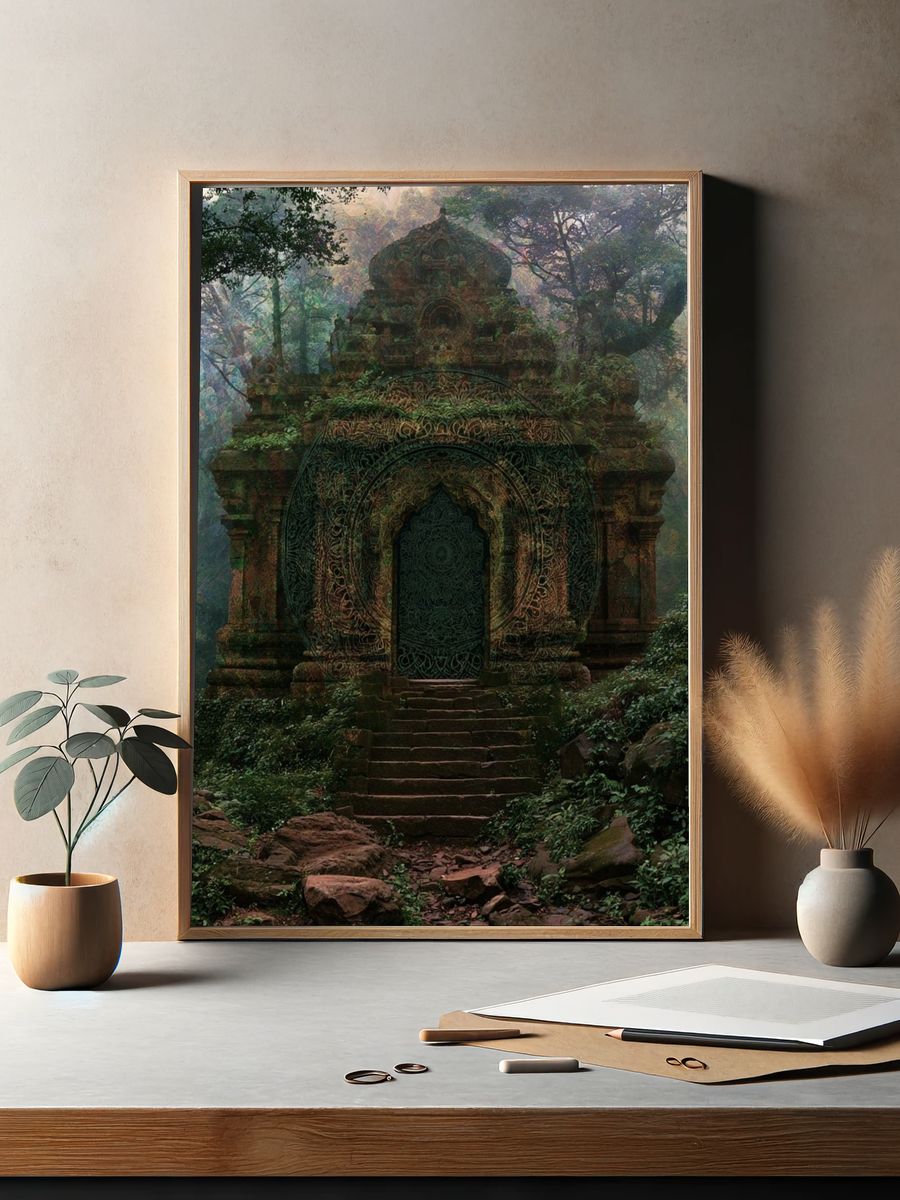 Mystic Jungle Temple Print. — room view 2