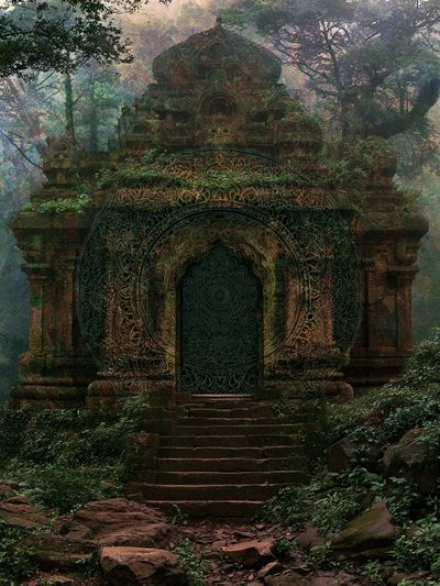 Mystic Jungle Temple Print. poster