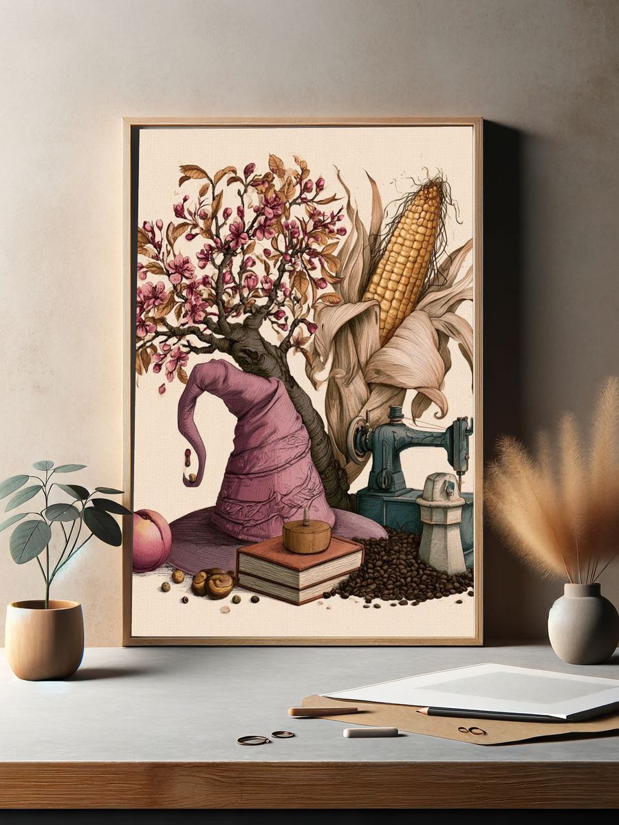 Surreal Harvest Still Life Print. — room view 2