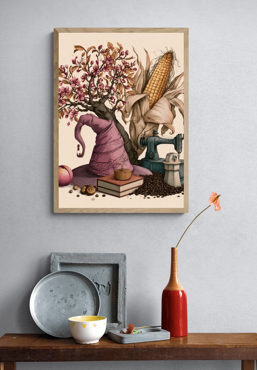 Surreal Harvest Still Life Print. — room view 3